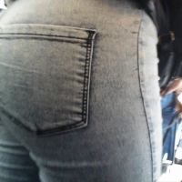 Blonde bubble butt in tight jeans