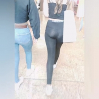 Friends in tight jeans and leggings