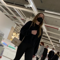 Ikea girl trying beds