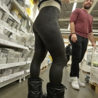 Hottie in shiny leggings