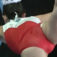 Gymnast in red leotard