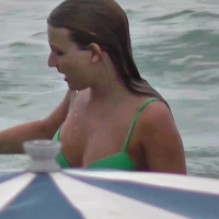 Blue and green beach girl