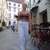 Cute braless blonde