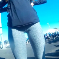 Grey yoga camel toe
