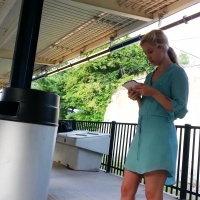 Beautiful blonde in skirt and shorts