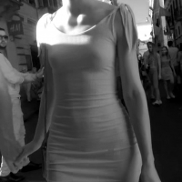 Braless beauty shopping in x-ray video