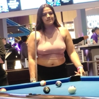 Braless pool chick