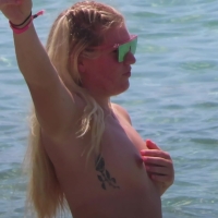 Topless blondie
