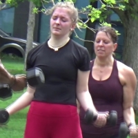 Mom and daughter working out