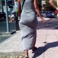 Booty in grey dress
