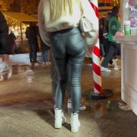 Blonde leather booty