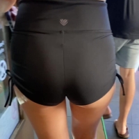Blonde spandex booty