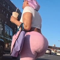 Ebony ass in pink
