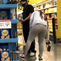 Latina in see through leggings