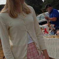 Blonde teen in skirt