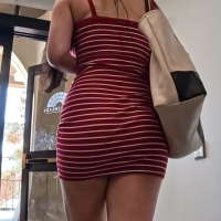 Striped red skirt