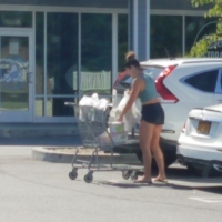 Parking lot girl in shorts