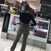 Green yoga pants girl