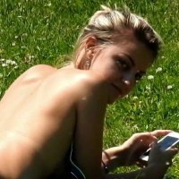 Topless blonde