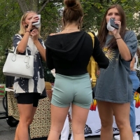 Green spandex babe