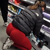 Red leggings bubble