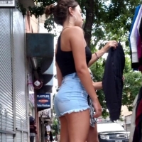 Hot brunette in denim