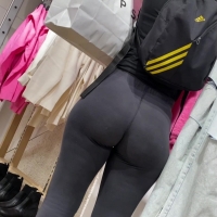 Blonde PAWG in leggings with an...