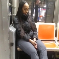Ebony subway babe