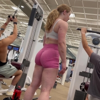 Pink shorts gym babe