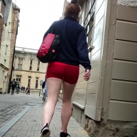 Red spandex booty
