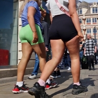 Two biker shorts babes