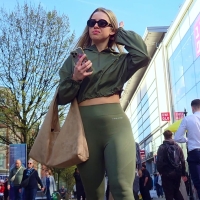 Blonde in green