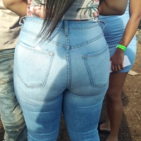 Ebony in tight jeans