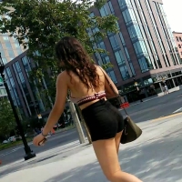 Side boob and shorts
