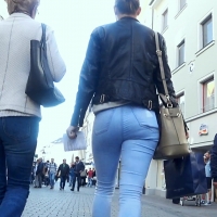 Tall blonde jeans booty