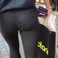 Skinny teen ass in leggings with vpl