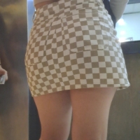 Checkered skirt hottie