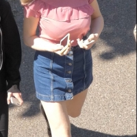 Pretty girl in denim skirt