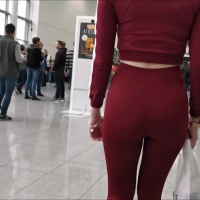 Red leggings booty