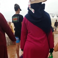 Milf in red dress