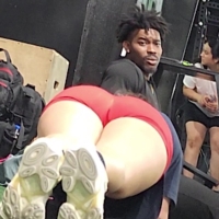 Red spandex booty