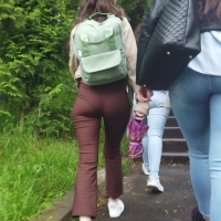 Nerdy booty and vpl in brown leggings (part 1)