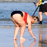 Thick blonde at the beach