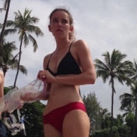 Teen in red thong