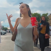 Braless in dress