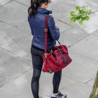 Brunette lady walking