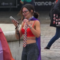 Pride girl in her bra