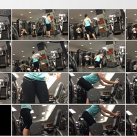 Cute thick gym girl working out