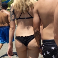 Sexy ass blonde in thong