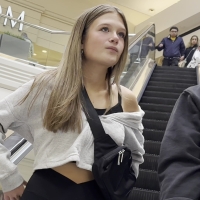 Beautiful candid teen at the ma...